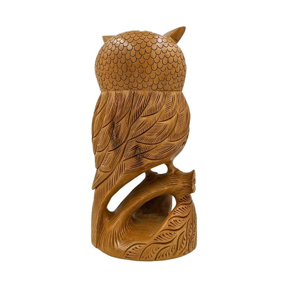 Wooden Handmade Carved Owl Statue (8inch) - Picture 4 of 4
